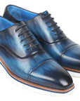Paul Parkman Men's Smart Casual Oxfords Blue Leather (ID