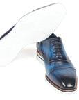 Paul Parkman Men's Smart Casual Oxfords Blue Leather (ID