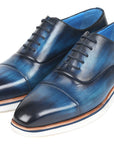 Paul Parkman Men's Smart Casual Oxfords Blue Leather (ID