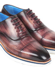 Paul Parkman Men's Smart Casual Oxfords Purple Leather (ID