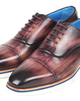 Paul Parkman Men's Smart Casual Oxfords Purple Leather (ID