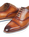 Paul Parkman Men's Smart Casual Oxfords Brown&Camel Leather (ID