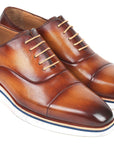 Paul Parkman Men's Smart Casual Oxfords Brown&Camel Leather (ID