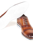 Paul Parkman Men's Smart Casual Oxfords Brown&Camel Leather (ID