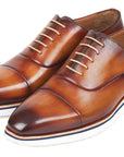 Paul Parkman Men's Smart Casual Oxfords Brown&Camel Leather (ID