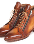 Paul Parkman Men's Side Zipper Leather Boots Light Brown (12455-CML)