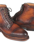 Paul Parkman Antique Burnished Leather Boots Brown (ID