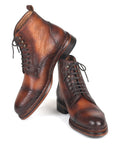 Paul Parkman Antique Burnished Leather Boots Brown (ID