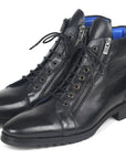 Paul Parkman Men's Side Zipper Leather Boots Black (12455-BLK)