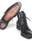 Paul Parkman Men's Side Zipper Leather Boots Black (12455-BLK)
