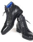 Paul Parkman Men's Side Zipper Leather Boots Black (12455-BLK)