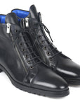 Paul Parkman Men's Side Zipper Leather Boots Black (12455-BLK)