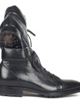 Paul Parkman Men's Side Zipper Leather Boots Black (12455-BLK)