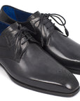 Paul Parkman Men's Black Medallion Toe Derby Shoes (ID