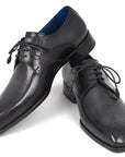 Paul Parkman Men's Black Medallion Toe Derby Shoes (ID