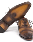Paul Parkman Men's Genuine Ostrich Captoe Oxfords Camel Color (ID