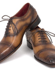 Paul Parkman Men's Genuine Ostrich Captoe Oxfords Camel Color (ID