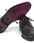 Paul Parkman Black Aged Leather Captoe Derby Shoes (ID