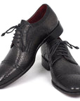 Paul Parkman Black Aged Leather Captoe Derby Shoes (ID