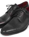Paul Parkman Black Aged Leather Captoe Derby Shoes (ID