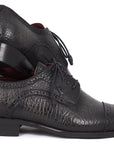 Paul Parkman Black Aged Leather Captoe Derby Shoes (ID