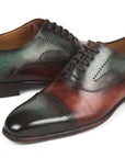 Paul Parkman Men's Cap Toe Oxfords Green & Brown (ID