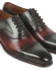 Paul Parkman Men's Cap Toe Oxfords Green & Brown (ID