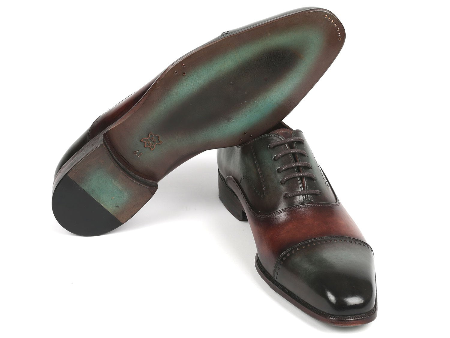 Paul Parkman Men's Cap Toe Oxfords Green & Brown (ID
