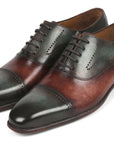 Paul Parkman Men's Cap Toe Oxfords Green & Brown (ID