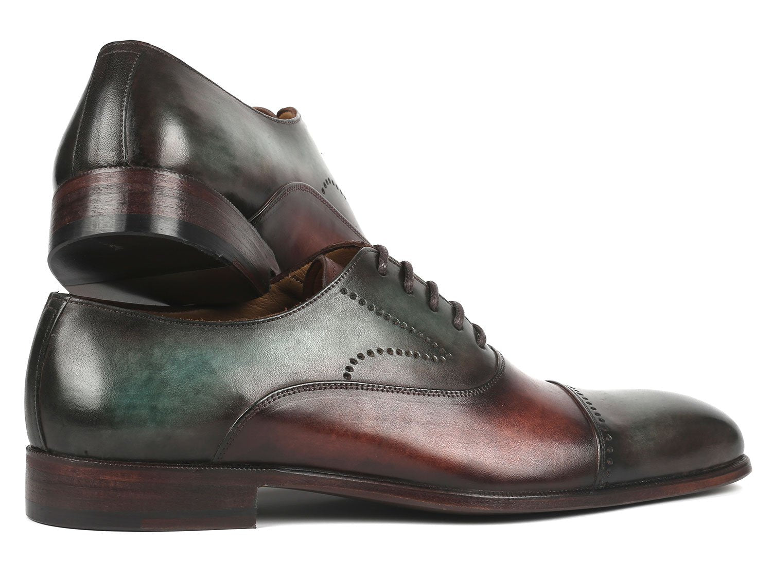 Paul Parkman Men's Cap Toe Oxfords Green & Brown (ID