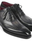 Paul Parkman Goodyear Welted Men's Wingtip Oxfords Black & Gray (ID