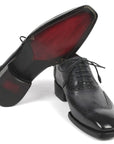 Paul Parkman Goodyear Welted Men's Wingtip Oxfords Black & Gray (ID