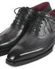 Paul Parkman Goodyear Welted Men's Wingtip Oxfords Black & Gray (ID