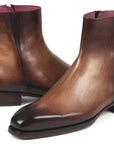 Paul Parkman Brown Burnished Side Zipper Boots Goodyear Welted (ID