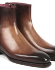 Paul Parkman Brown Burnished Side Zipper Boots Goodyear Welted (ID