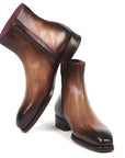 Paul Parkman Brown Burnished Side Zipper Boots Goodyear Welted (ID