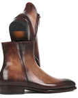 Paul Parkman Brown Burnished Side Zipper Boots Goodyear Welted (ID