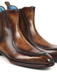 Paul Parkman Men's Brown Handpainted Chelsea Boots Goodyear Welted (ID