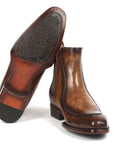 Paul Parkman Men's Brown Handpainted Chelsea Boots Goodyear Welted (ID