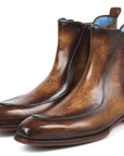 Paul Parkman Men's Brown Handpainted Chelsea Boots Goodyear Welted (ID