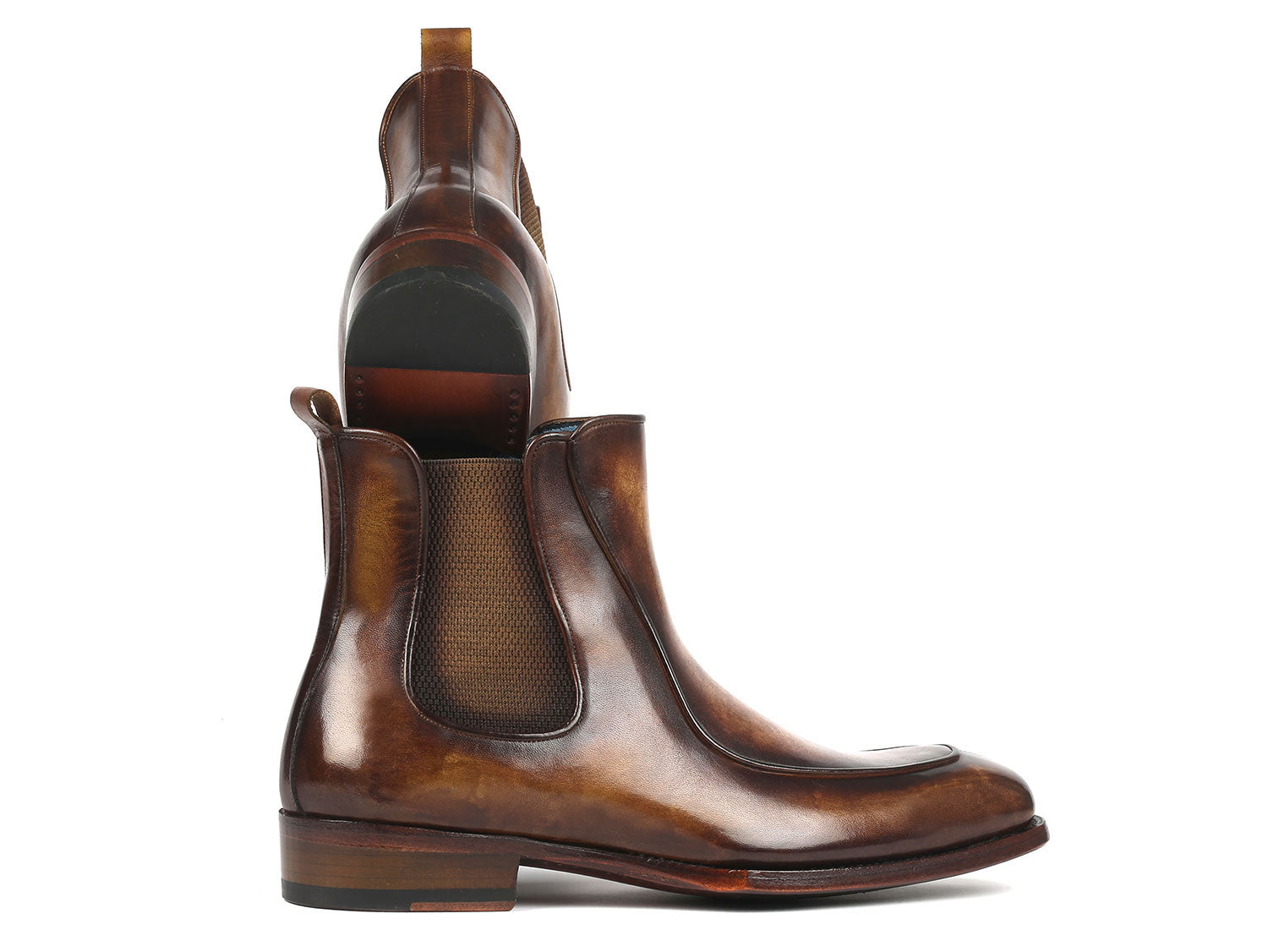 Paul Parkman Men's Brown Handpainted Chelsea Boots Goodyear Welted (ID