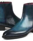 Paul Parkman Blue Burnished Side Zipper Boots Goodyear Welted (ID