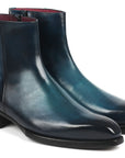 Paul Parkman Blue Burnished Side Zipper Boots Goodyear Welted (ID