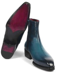 Paul Parkman Blue Burnished Side Zipper Boots Goodyear Welted (ID