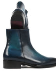 Paul Parkman Blue Burnished Side Zipper Boots Goodyear Welted (ID