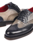 Paul Parkman Navy & Gray Wingtip Oxfords Goodyear Welted (ID