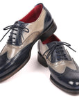 Paul Parkman Navy & Gray Wingtip Oxfords Goodyear Welted (ID