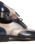 Paul Parkman Navy & Gray Wingtip Oxfords Goodyear Welted (ID