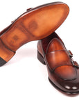 Paul Parkman Men's Brown Double Monkstrap Shoes (ID