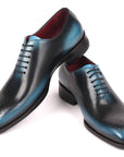 Paul Parkman Men's Black & Blue Wholecut Oxfords (ID
